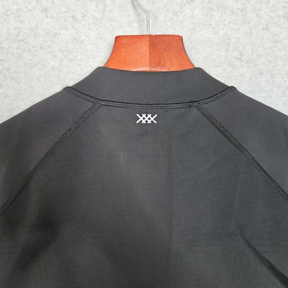 RHONE Mens Size Med Black Freeride Rashguard‎ Short Sleeve Zipper New